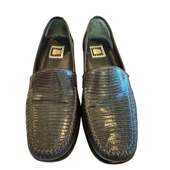 David Eden Handmade Exotic Lizard Leather Loafers DRK Gray‎ Euro Dress Shoes 8-9 - Picture 5 of 9